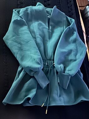 Teal Drawstring-Waist Women's Jacket